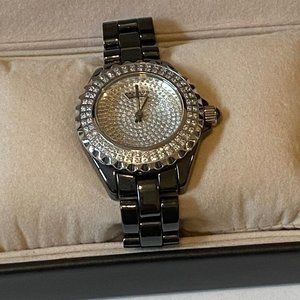 AKRIBOS XXIV Gunmetal Black & Crystal Watch